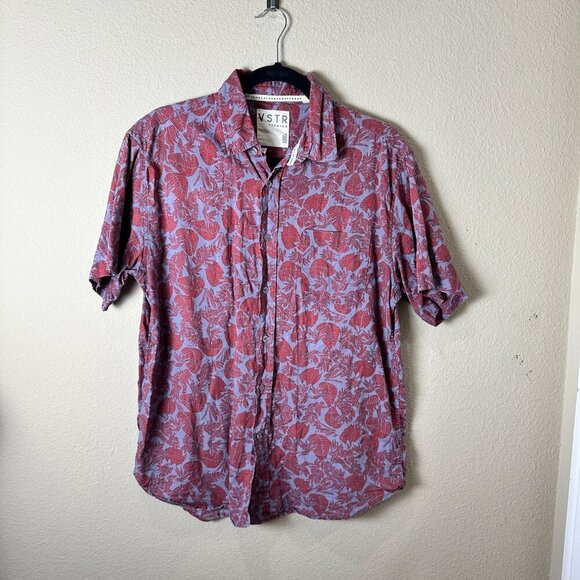 VSTR PREMIUM Linen Blend Short Sleeve Button Down Printed Shirt Size Large - Picture 2 of 7
